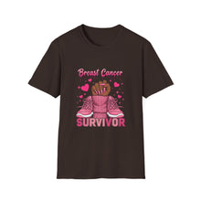 Load image into Gallery viewer, Breast Cancer Survivor T-Shirt, Unisex Softstyle Tee, Supportive Shirt, Gift for Survivors, Awareness Month Apparel
