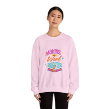 Load image into Gallery viewer, Brightening the World Crewneck Sweatshirt, Cozy Unisex Pullover, Perfect Gift for Friends, Inspirational Apparel for Every Occasion, [...]
