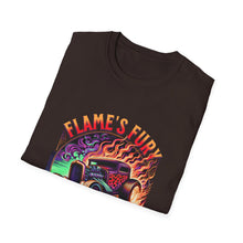 Load image into Gallery viewer, Unisex Flame's Fury Burnout King T-Shirt, Graphic Tee for Car Lovers, Great Gift for Birthdays &amp; Gatherings, Perfect for Auto Shows, [...]
