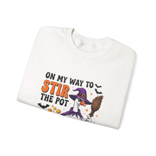 Load image into Gallery viewer, Halloween Unisex Sweatshirt - "On My Way to Stir the Pot" Funny Graphic Top, Cozy Fall Apparel, Gift for Witch Lovers, Halloween [...]
