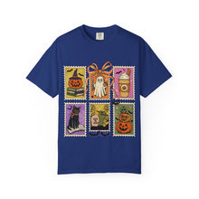 Load image into Gallery viewer, Halloween-Themed Unisex Garment-Dyed T-shirt, Spooky Fun Tee, Ghost, Pumpkin, Cat, Fall Apparel, Trick or Treat Shirt
