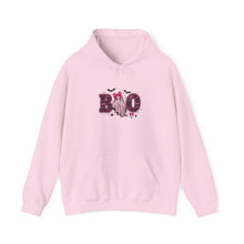 Load image into Gallery viewer, Boo Halloween Unisex Hoodie, Cozy Sweatshirt for Fall, Spooky Season Apparel, Ghost Design, Halloween Party Outfit
