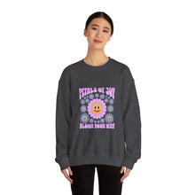 Load image into Gallery viewer, Petals of Joy Crewneck Sweatshirt, Happy Vibes Apparel, Gift for Friends, Spring Casual Wear, Youthful Style
