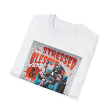 Load image into Gallery viewer, Stressed &amp; Blessed True Crime Obsessed T-Shirt, Graphic Tee for True Crime Lovers, Gift for Stay-at-Home Days, Casual Wear, Gift for Friends
