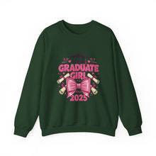 Load image into Gallery viewer, Graduate Girl 2025 Sweatshirt, Graduation Gift, Cozy Crewneck, Class of 2025, Celebrate Success, Trendy Sweatshirt
