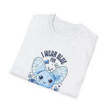 Load image into Gallery viewer, Autism Awareness Butterfly T-Shirt, Cute Unisex Tee, I Wear Blue, Support Autism, Gift for Awareness Day, Softstyle T-Shirt
