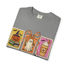 Load image into Gallery viewer, Halloween-Themed Unisex Garment-Dyed T-shirt, Spooky Fun Tee, Ghost, Pumpkin, Cat, Fall Apparel, Trick or Treat Shirt
