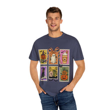 Load image into Gallery viewer, Halloween-Themed Unisex Garment-Dyed T-shirt, Spooky Fun Tee, Ghost, Pumpkin, Cat, Fall Apparel, Trick or Treat Shirt
