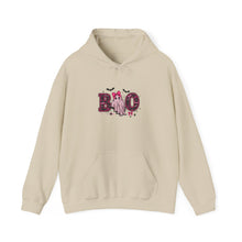 Load image into Gallery viewer, Boo Halloween Unisex Hoodie, Cozy Sweatshirt for Fall, Spooky Season Apparel, Ghost Design, Halloween Party Outfit
