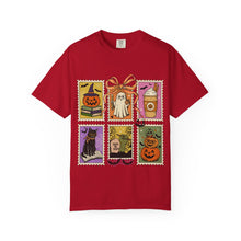 Load image into Gallery viewer, Halloween-Themed Unisex Garment-Dyed T-shirt, Spooky Fun Tee, Ghost, Pumpkin, Cat, Fall Apparel, Trick or Treat Shirt
