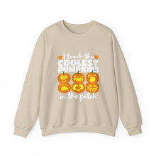 Load image into Gallery viewer, Halloween Pumpkin Crewneck Sweatshirt, Unisex Fall Apparel, Cozy Sweatshirt, Halloween Gift, Pumpkin Design, Casual Wear, Autumn Fashion
