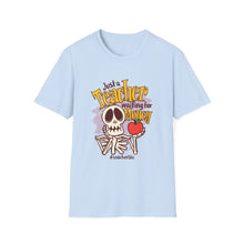 Load image into Gallery viewer, Skeleton Teacher Humor T-Shirt, Cute Teacher Gift, Back to School Shirt, Halloween Apparel, Teacher Life Tee
