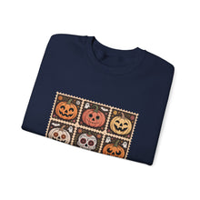 Load image into Gallery viewer, Halloween Pumpkin Patch Crewneck Sweatshirt, Cozy Fall Sweater, Unisex Halloween Apparel, Spooky Season Gear, Perfect for Halloween Parties
