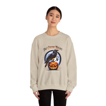 Load image into Gallery viewer, Crow Night Halloween Crewneck Sweatshirt | Unisex Sweatshirt for Fall, Halloween Spirit, Cozy Autumn Vibes, Perfect Gift
