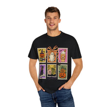 Load image into Gallery viewer, Halloween-Themed Unisex Garment-Dyed T-shirt, Spooky Fun Tee, Ghost, Pumpkin, Cat, Fall Apparel, Trick or Treat Shirt
