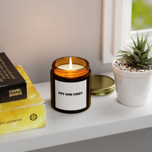 Load image into Gallery viewer, Scented Candles, Religious Home Decor, Put God First, Christian Gifts, Inspirational Quotes, Coconut Apricot Wax
