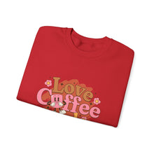 Load image into Gallery viewer, Love Coffee and Dogs Crewneck Sweatshirt, Cozy Gift for Dog Lovers, Perfect for Fall/Winter, Pet Lovers Apparel, Casual Lounge Wear
