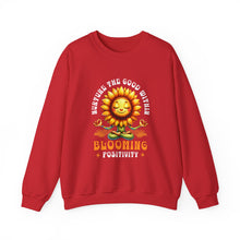 Load image into Gallery viewer, Blooming Sunflower Sweatshirt, Positive Vibes Crewneck, Gift for Garden Lovers, Cozy Spring Apparel, Unisex Flower Design
