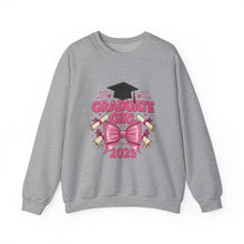 Load image into Gallery viewer, Graduate Girl 2025 Sweatshirt, Graduation Gift, Cozy Crewneck, Class of 2025, Celebrate Success, Trendy Sweatshirt
