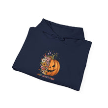 Load image into Gallery viewer, Halloween Pumpkin Floral Hoodie, Cozy Unisex Sweatshirt for Fall, Spooky Season Apparel, Perfect for Halloween Parties, Autumn Gift
