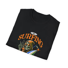 Load image into Gallery viewer, Surfing Afterlife T-Shirt, Unisex Graphic Tee, Beachwear, Gift for Surfers, Casual Summer Style, Unique Statement Shirt
