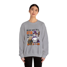 Load image into Gallery viewer, Halloween Unisex Sweatshirt - "On My Way to Stir the Pot" Funny Graphic Top, Cozy Fall Apparel, Gift for Witch Lovers, Halloween [...]
