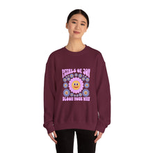 Load image into Gallery viewer, Petals of Joy Crewneck Sweatshirt, Happy Vibes Apparel, Gift for Friends, Spring Casual Wear, Youthful Style
