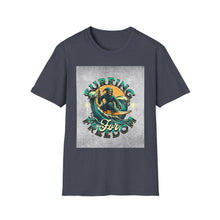 Load image into Gallery viewer, Surfing for Freedom Unisex Softstyle T-Shirt | Summer Vibe, Beachwear, Gift for Surfers, Casual Tee, Adventure Apparel

