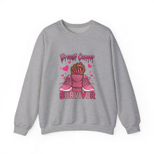 Load image into Gallery viewer, Breast Cancer Survivor Sweatshirt, Cozy Pullover for Awareness, Gifts for Survivors, Supportive Cancer Message, Comfortable Crewneck
