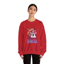 Load image into Gallery viewer, Halloween Ghost Sweatshirt, I'm Here for the Sincere Boos, Cozy Fall Apparel, Unisex Sweatshirt, Perfect for Halloween, Casual Wear
