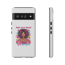 Load image into Gallery viewer, Inspirational Phone Case, Pray Wait Trust God Has a Plan, Spiritual Gift, Motivational Decor, Faith-Based Accessory

