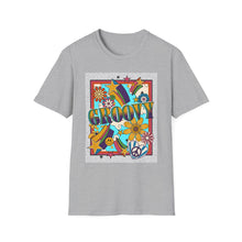 Load image into Gallery viewer, Groovy Unisex Softstyle T-Shirt, Retro Graphic Tee, Peace Sign Shirt, Flower Power Top, Vintage Style Apparel, Bohemian Summer Tee
