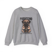 Load image into Gallery viewer, Pugcino Crewneck Sweatshirt, Cute Dog Lover Gift, Cozy Sweatshirt, Unisex Fashion, Pet Enthusiast Apparel, Perfect for Fall
