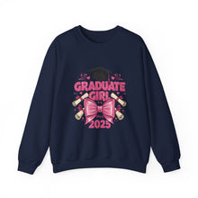 Load image into Gallery viewer, Graduate Girl 2025 Sweatshirt, Graduation Gift, Cozy Crewneck, Class of 2025, Celebrate Success, Trendy Sweatshirt
