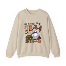 Load image into Gallery viewer, Halloween Unisex Sweatshirt - "On My Way to Stir the Pot" Funny Graphic Top, Cozy Fall Apparel, Gift for Witch Lovers, Halloween [...]
