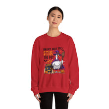Load image into Gallery viewer, Halloween Unisex Sweatshirt - "On My Way to Stir the Pot" Funny Graphic Top, Cozy Fall Apparel, Gift for Witch Lovers, Halloween [...]

