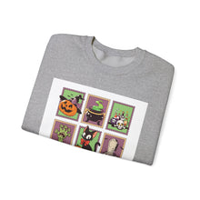 Load image into Gallery viewer, Halloween Themed Unisex Crewneck Sweatshirt, Cozy Fall Layering, Spooky Season Apparel, Pumpkin, Ghost, Witch Design

