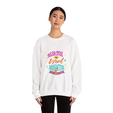 Load image into Gallery viewer, Brightening the World Crewneck Sweatshirt, Cozy Unisex Pullover, Perfect Gift for Friends, Inspirational Apparel for Every Occasion, [...]
