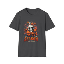 Load image into Gallery viewer, Seasonal Skull Graphic Unisex T-Shirt, Halloween Shirt, Edgy Apparel, Gift for Him/Her, Casual Wear, Trendy Tee
