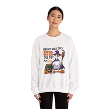 Load image into Gallery viewer, Halloween Unisex Sweatshirt - "On My Way to Stir the Pot" Funny Graphic Top, Cozy Fall Apparel, Gift for Witch Lovers, Halloween [...]
