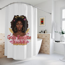 Load image into Gallery viewer, God's Favorite Baddie Shower Curtain | Stylish Bathroom Decor, Gift for Her, Afrocentric Home, Unique Shower Curtains, Trendy Bathroom [...]
