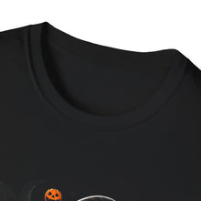 Load image into Gallery viewer, Halloween Witch Dog Unisex Softstyle T-Shirt, Cute Pet Tee, Halloween Costume, Fall Fashion, Spooky Season Top, Gift for Pet Lovers

