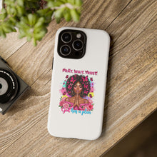 Load image into Gallery viewer, Inspirational Phone Case, Pray Wait Trust God Has a Plan, Spiritual Gift, Motivational Decor, Faith-Based Accessory
