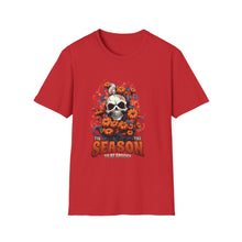 Load image into Gallery viewer, Seasonal Skull Graphic Unisex T-Shirt, Halloween Shirt, Edgy Apparel, Gift for Him/Her, Casual Wear, Trendy Tee
