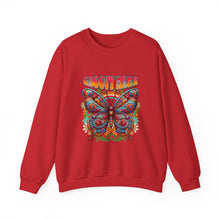 Load image into Gallery viewer, Groovy Butterfly Sweatshirt | Unisex Heavy Blend Crewneck, Retro Fashion, Gift for Nature Lovers, Cozy Layer, Spring Style
