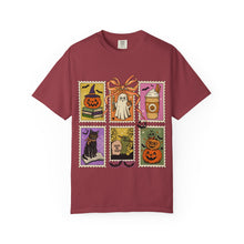 Load image into Gallery viewer, Halloween-Themed Unisex Garment-Dyed T-shirt, Spooky Fun Tee, Ghost, Pumpkin, Cat, Fall Apparel, Trick or Treat Shirt
