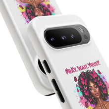 Load image into Gallery viewer, Inspirational Phone Case, Pray Wait Trust God Has a Plan, Spiritual Gift, Motivational Decor, Faith-Based Accessory
