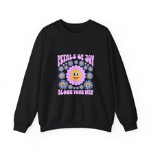 Load image into Gallery viewer, Petals of Joy Crewneck Sweatshirt, Happy Vibes Apparel, Gift for Friends, Spring Casual Wear, Youthful Style
