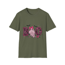 Load image into Gallery viewer, Cute Ghost 'Boo' Unisex Softstyle T-Shirt, Halloween Shirt, Funny Ghost Tee, Festive Apparel, Spooky Season Clothing

