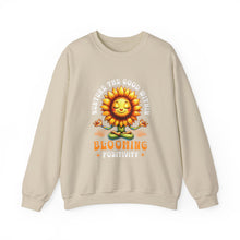 Load image into Gallery viewer, Blooming Sunflower Sweatshirt, Positive Vibes Crewneck, Gift for Garden Lovers, Cozy Spring Apparel, Unisex Flower Design
